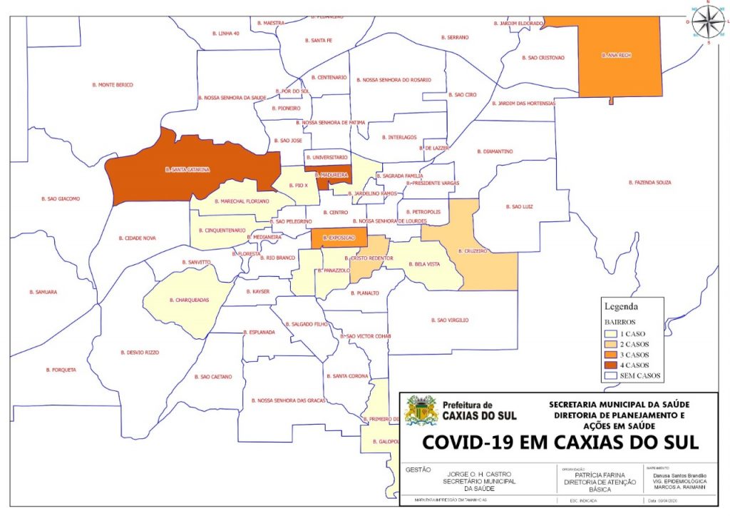 Veja os bairros com maior incidência de casos de Coronavírus em Caxias do Sul