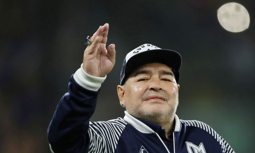 FILE PHOTO: Soccer Football - Superliga - Boca Juniors v Gimnasia y Esgrima - Alberto J. Armando Stadium, Buenos Aires, Argentina - March 7, 2020   Gimnasia y Esgrima coach Diego Maradona before the match   REUTERS/Agustin Marcarian/File Photo