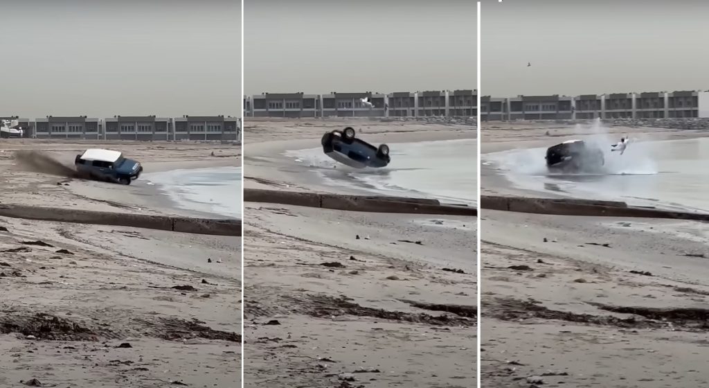 Acidente bizarro com SUV Toyota FJ Cruiser