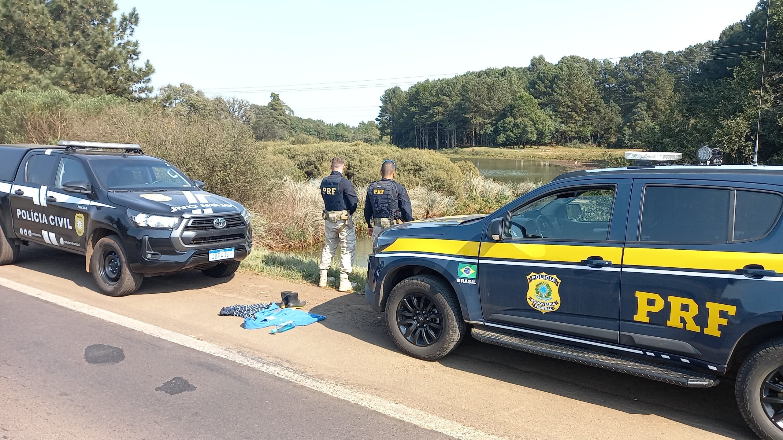 Corpo é encontrado dentro de córrego às margens da BR-116, em Vacaria