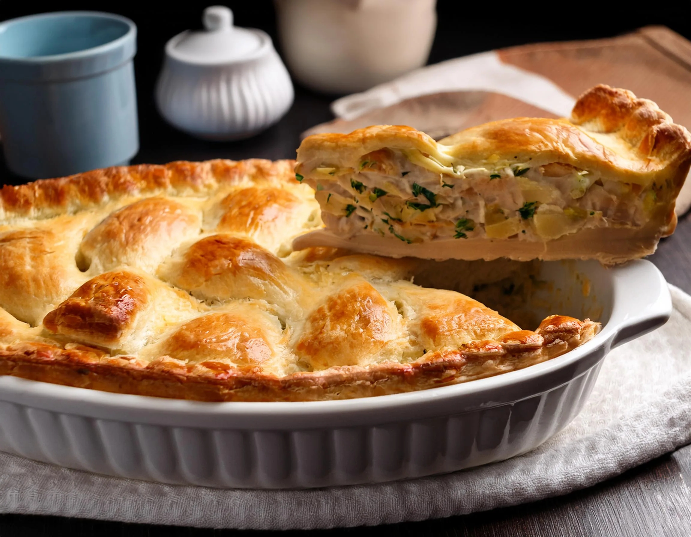 Torta de frango com massa de batata