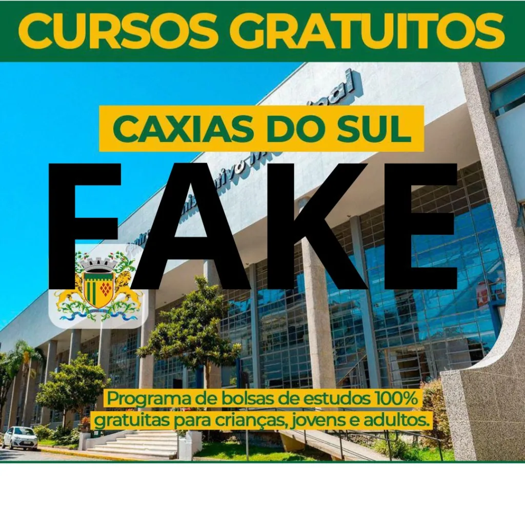 Card contém símbolos do Município de Caxias do Sul