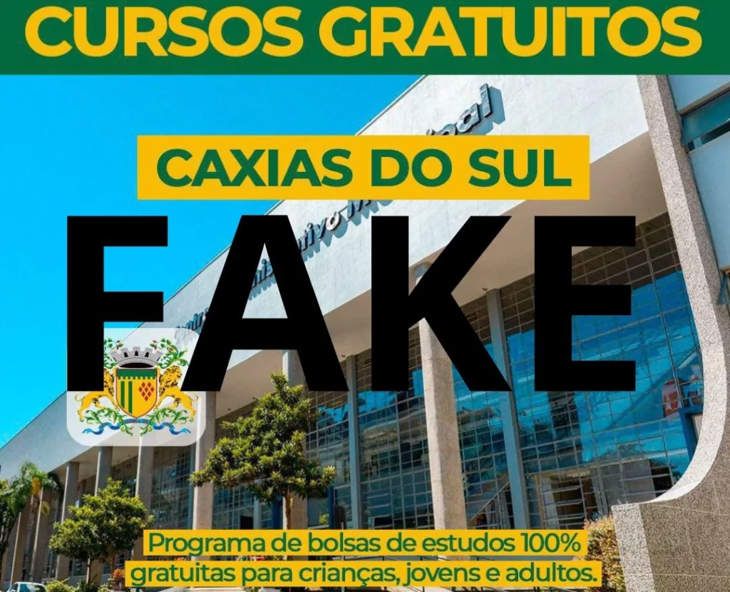 Card contém símbolos do Município de Caxias do Sul