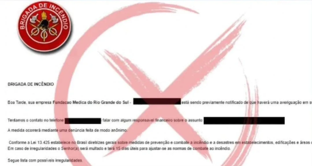 O Corpo de Bombeiros não envia notificações ou mensagens por e-mails não oficiais.