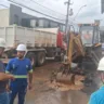 canalização que se rompeu, na Rua Herny Hugo Dreher, no bairro Planalto.