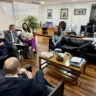 comitiva em reunião com o ministro, Paulo Pimenta, solicitando liberação de recursos do auxílio calamidade.