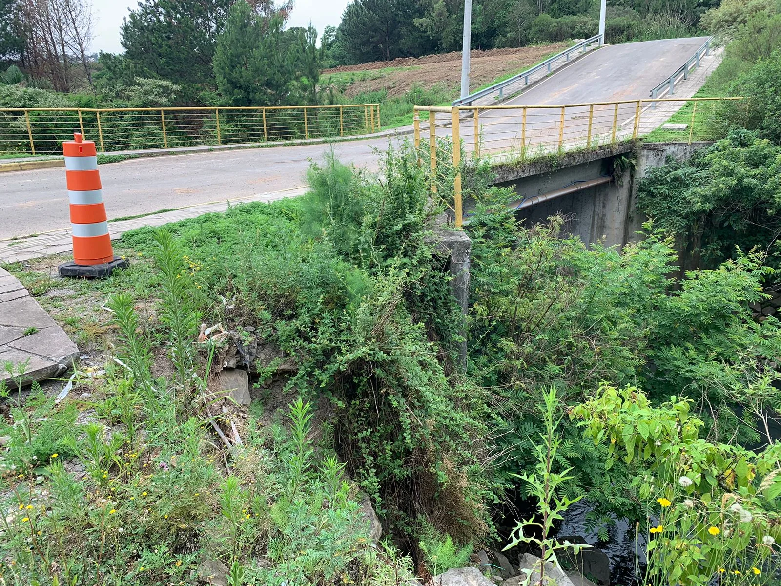 Após parte de cabeceira ceder, ponte que dá acesso à EMEF San Gennaro, em Caxias do Sul, receberá conserto