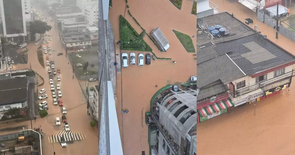 Chuva intensa causa transtornos em Balneário Camboriú, em Santa Catarina