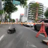 Rompimento de adutora provoca bloqueio parcial da Rua Garibaldi. Foto Fabiano Provin/Divulgação