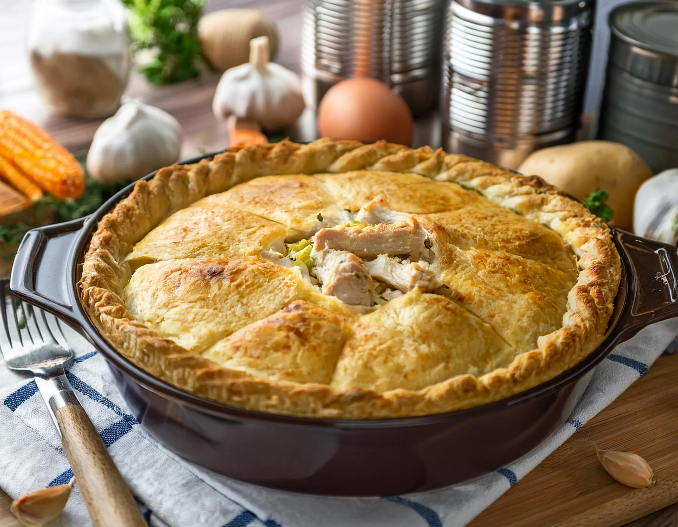 Torta de frango com massa de batata