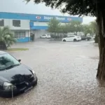 Centro da cidade ficou alagado