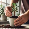 planta jade (Crassula ovata) recebendo cuidados em um ambiente agradavel