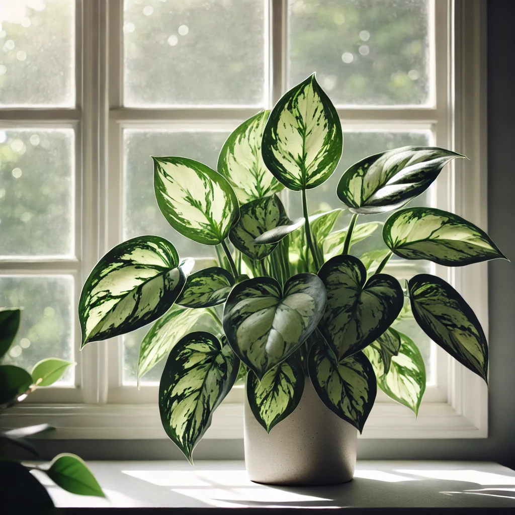 Um exemplar da planta jibóia branca em um vaso ornando a decoração interna de um ambiente acolhedor (3)