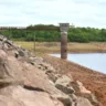 Barragem da Sanga Rasa, em Bagé, está 4,65 m abaixo do nível normal. (Foto: Daeb/Divulgação)