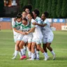 As Esmeraldas, equipe feminina do Juventude, fizeram sua estreia histórica na elite do Brasileirão Feminino, neste sábado (22). (Foto: Nathan Bizotto/ECJ)