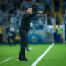 Treinador foi questionado pela imprensa na coletiva e reagiu. Foto: Lucas Uebel, Grêmio FBPA