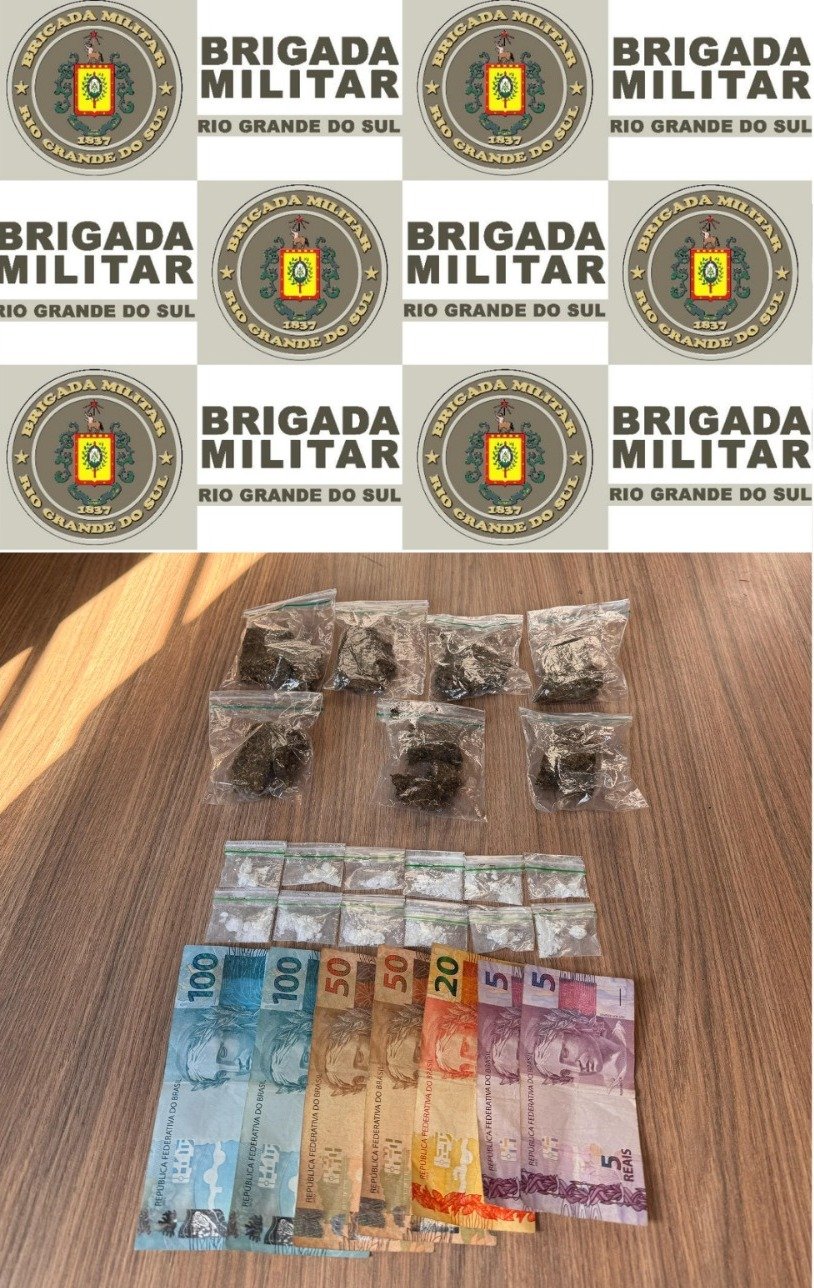 Homem é preso por tráfico de drogas em Bento Gonçalves. Foto: 3º BPAT/Divulgação.