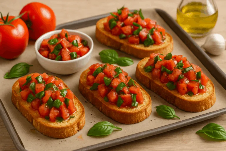 Bruschetta de tomate e manjericão