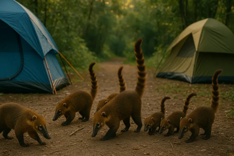 Como agir se uma família de quatis invadir sua área de camping