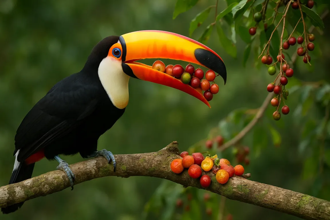 Tucano-toco como ele escolhe frutas e seu papel no reflorestamento