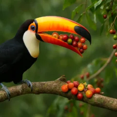 Tucano-toco como ele escolhe frutas e seu papel no reflorestamento
