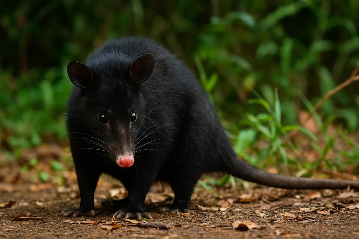 Gambá-preto espécie rara que aparece em áreas de transição de mata