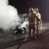Veículo pega fogo na RS-444, em Santa Tereza