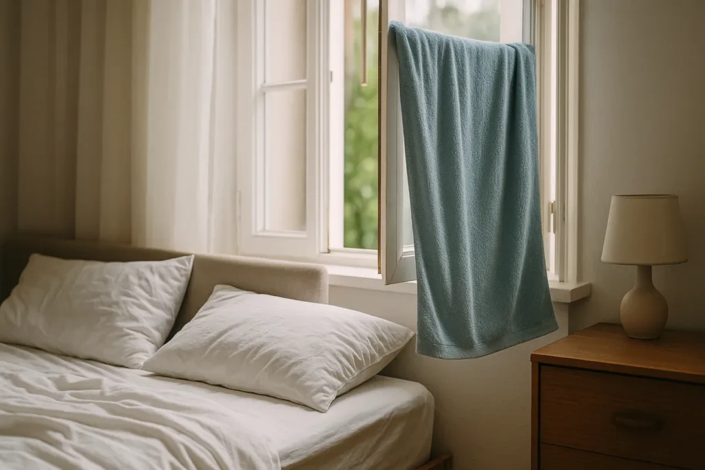 O truque da toalha molhada para baixar a temperatura do quarto