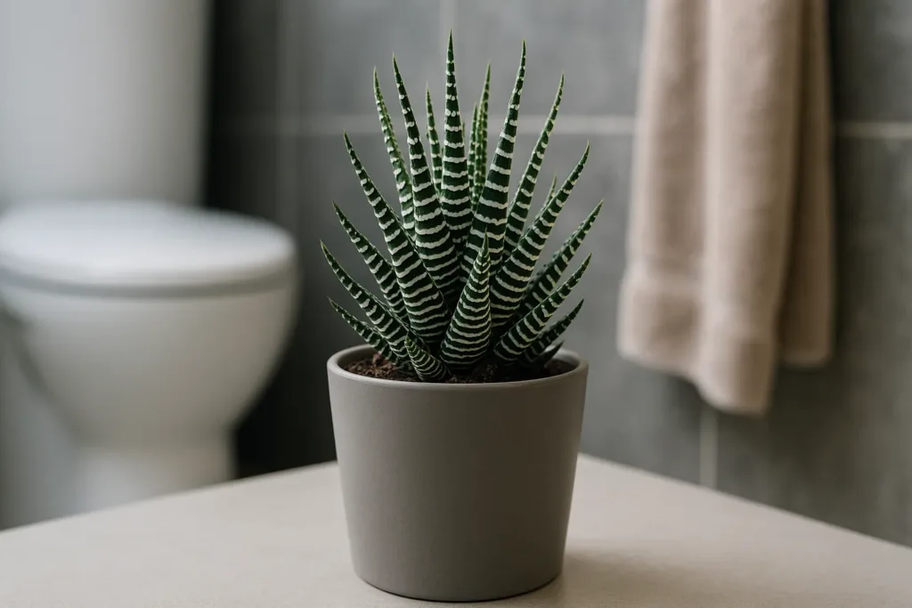 Planta-zebra folhas com listras elegantes e cresce até em banheiros com pouca luz Planta-zebra folhas com listras elegantes e cresce até em banheiros com pouca luz