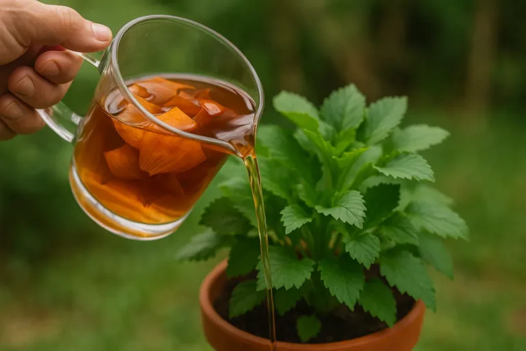 Truque com chá de casca de cebola para fortalecer plantas frágeis
