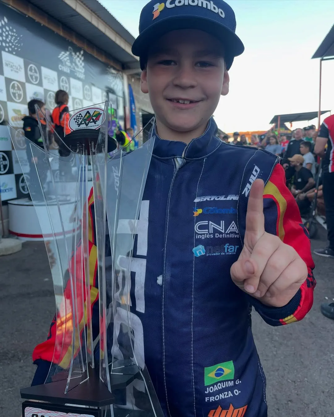 Joaquim Fronza, de Bento Gonçalves, conquista bicampeonato gaúcho de kart, em Vacaria. Foto: Reprodução Redes Sociais.