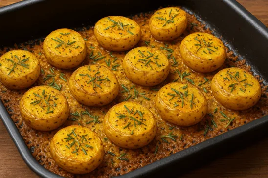 Batata com crosta de queijo