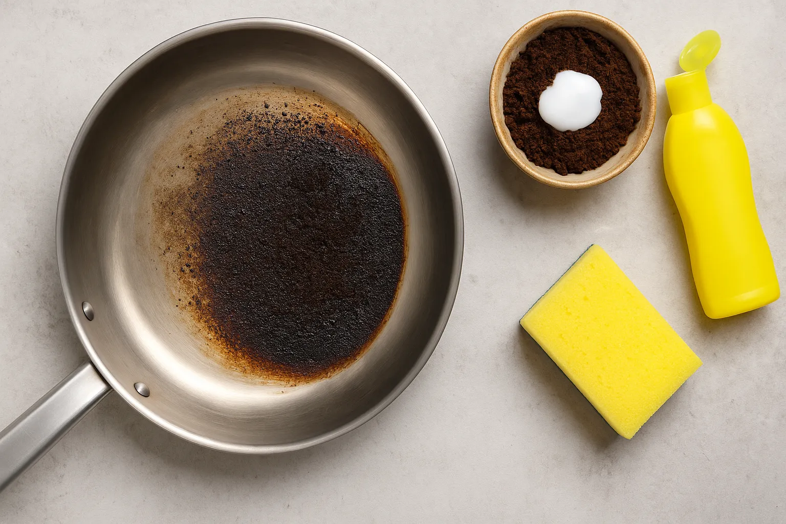 Borra de café com detergente solução caseira para panelas queimadas