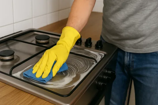 Misturar vinagre com bicarbonato direto no fogão pode danificar o inox
