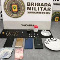 Trio é preso por tráfico de drogas em Vacaria, Foto: Brigada Militar/Divulgação.