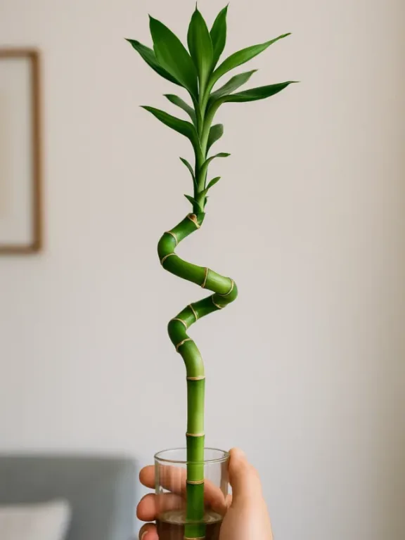 Meu bambu da sorte estava torto e opaco