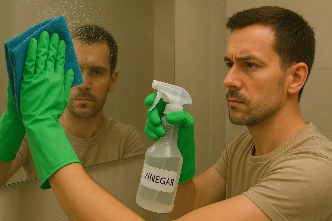 Esse truque para limpar espelho com vinagre pode deixar manchas irreversíveis