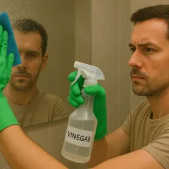 Esse truque para limpar espelho com vinagre pode deixar manchas irreversíveis