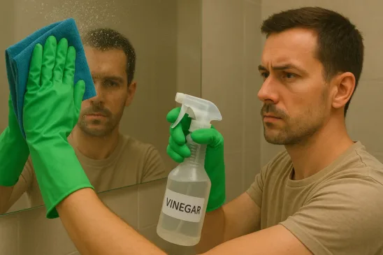 Esse truque para limpar espelho com vinagre pode deixar manchas irreversíveis