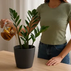 Zamioculca reage melhor quando recebe chá de casca de banana 1 vez por semana