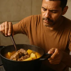 Vaca atolada na panela de ferro