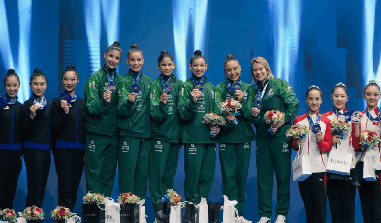 Ginástica rítmica: Brasil leva ouro inédito na Copa do Mundo, em Milão. Foto: Ginástica rítmica: Brasil leva ouro inédito na Copa do Mundo, em Milão. Foto: André Menezes/CBG.