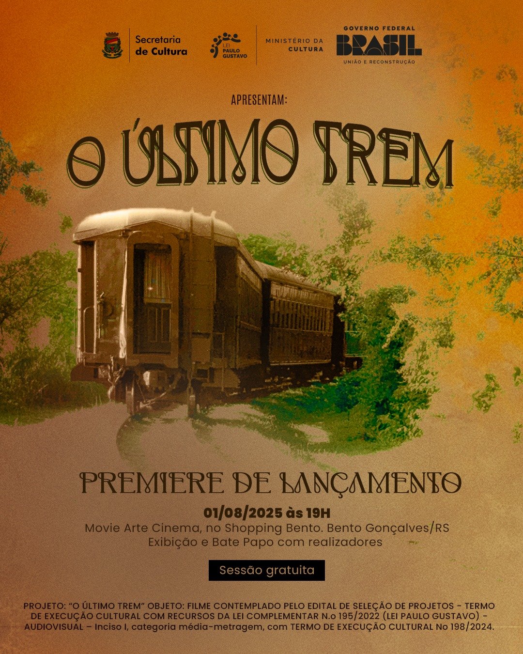 “O Último Trem” estreia nesta sexta-feira (01) em Bento Gonçalves