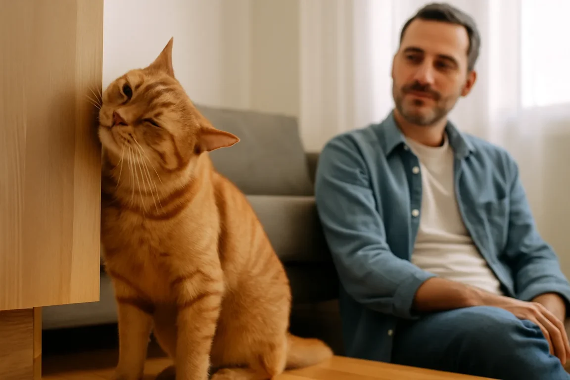 Gato que se esfrega nos móveis Gato que se esfrega nos móveis