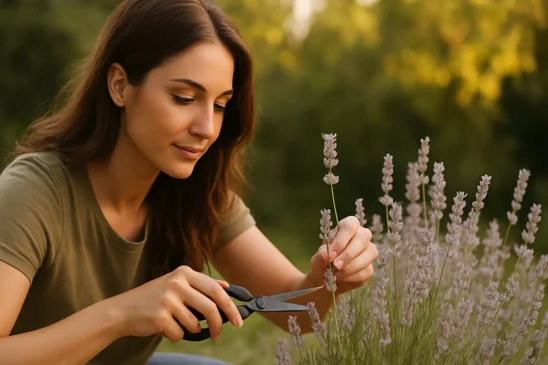 Lavanda-cítrica floresce mais com podas leves no final da tarde