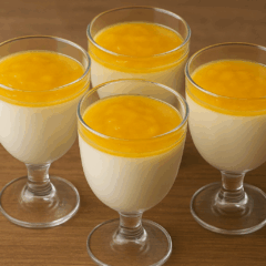Panna cotta de coco com calda de manga