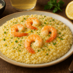 Risoto de camarão com limão