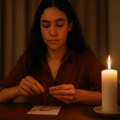 Simpatia com linha vermelha e vela branca para afastar fofocas