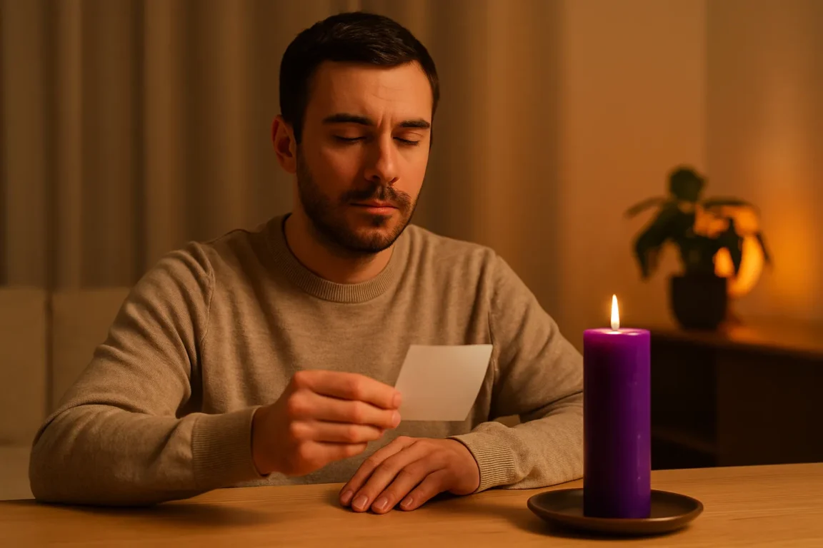 Simpatia com papel escrito e vela violeta para cortar expectativas frustradas