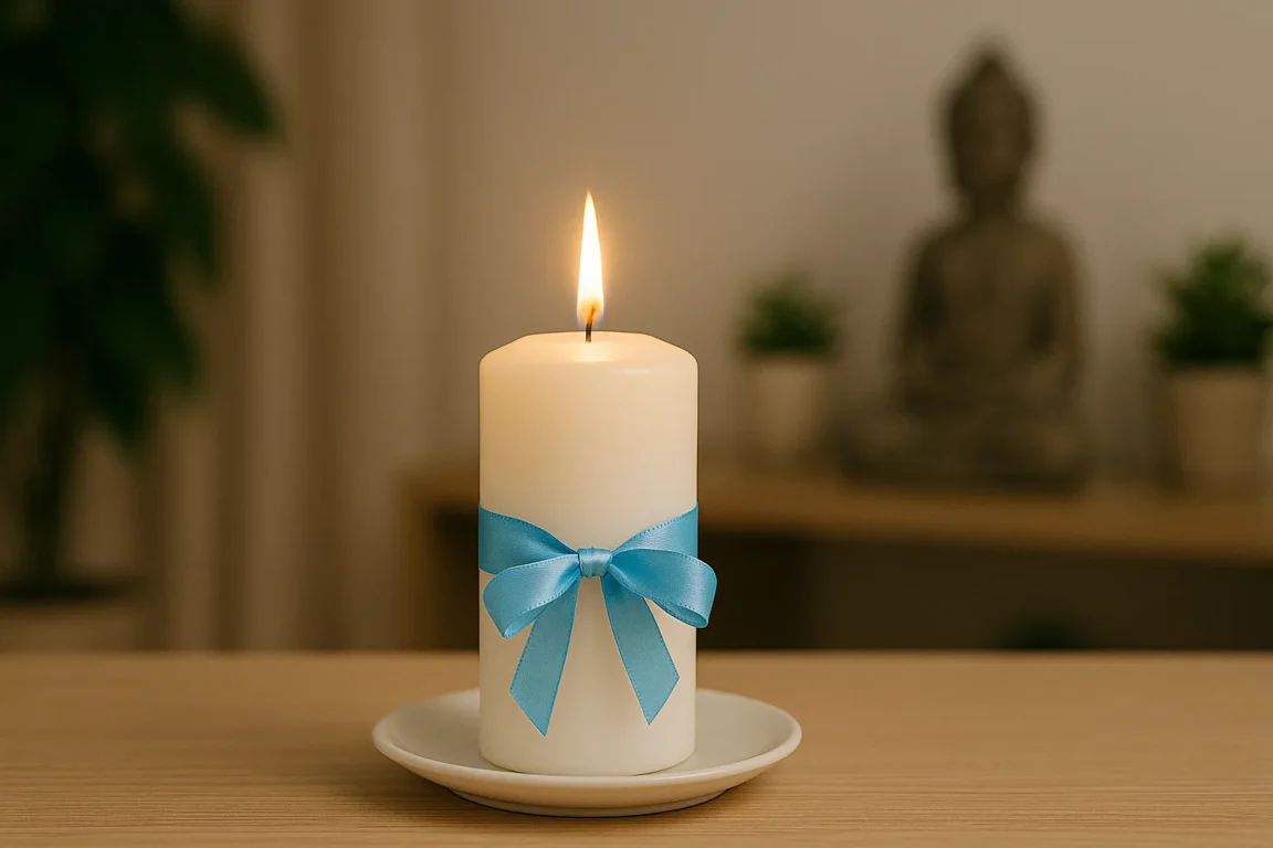 Simpatia com vela branca e fita azul para restaurar a paz interior